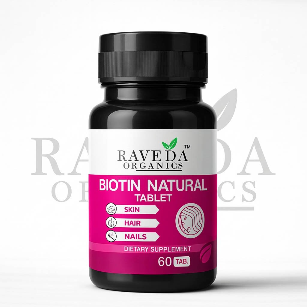 01 Biotin Tablet – Hair, Skin & Nail Support Supplement (60 Tab.) | Raveda Organics - Image 1