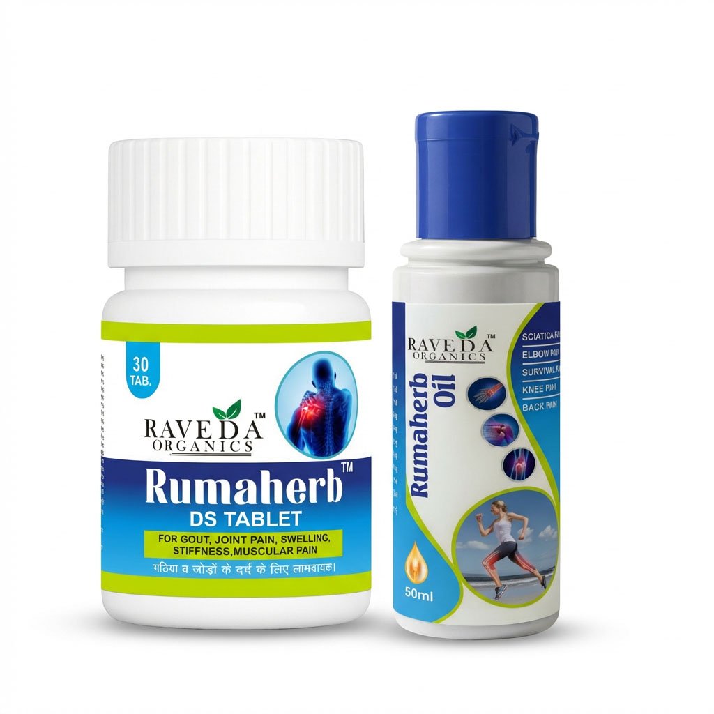 P5 Raveda Organics Rumaherb Combo – DS Tablet (30 Tabs) + Rumaherb Pain Relief Oil (50ml) - Image 1